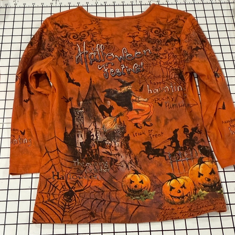 Spooky Halloween Festival Women's Top - Orange - Picture 6 of 9